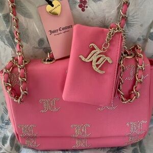 Juicy Couture Pink and Gold Chain Shoulder Bag
